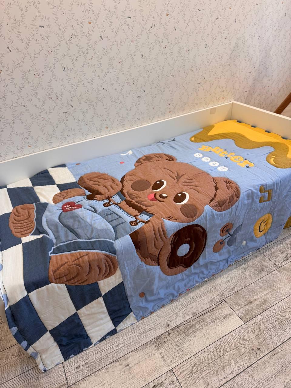 Плед дитячий мусліновий 160x200 см Синій (Д-al-dit-mus-005)
