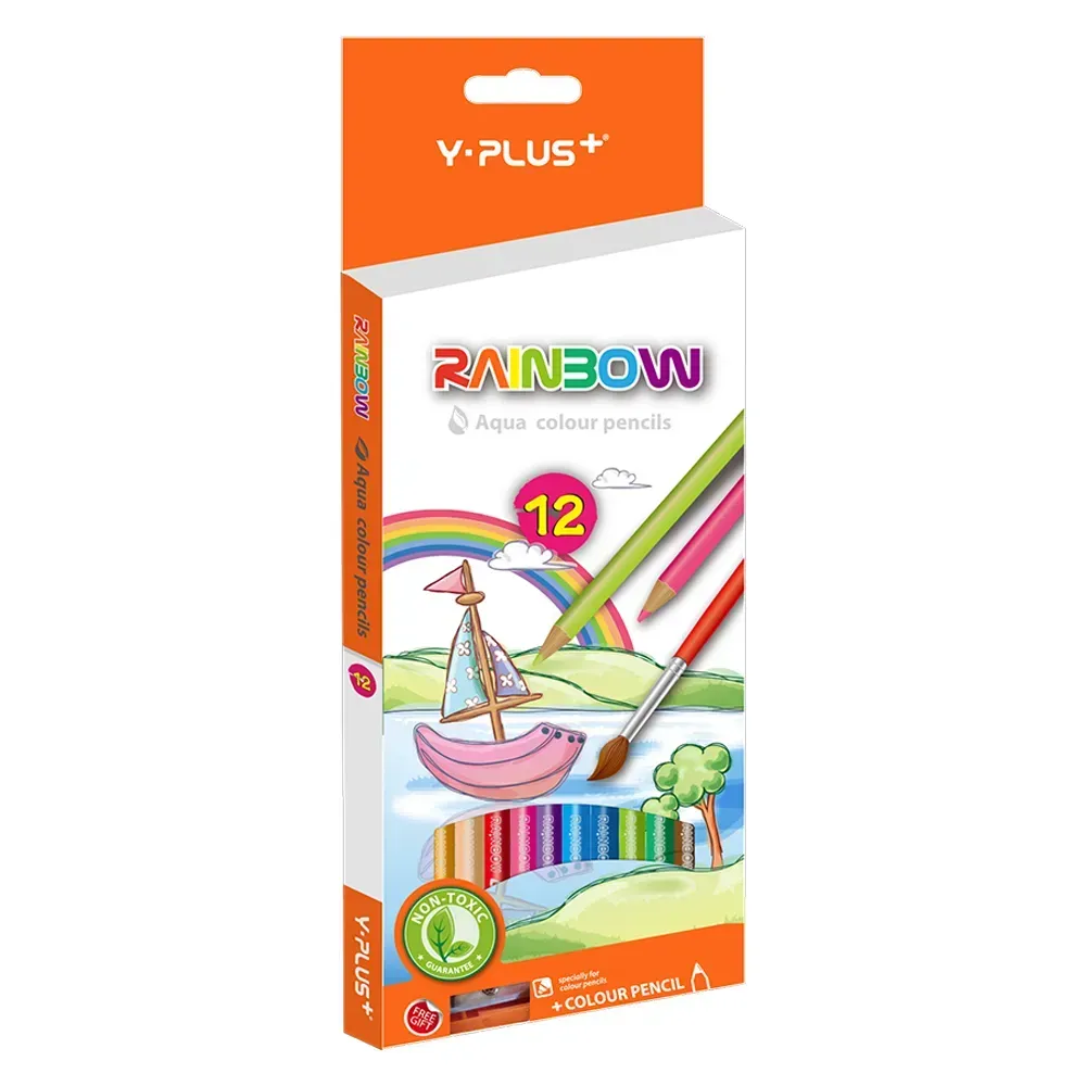 Олівці Y-Plus RAINBOW зі стругалкою та пензликом 12 кольорів (PC130200)