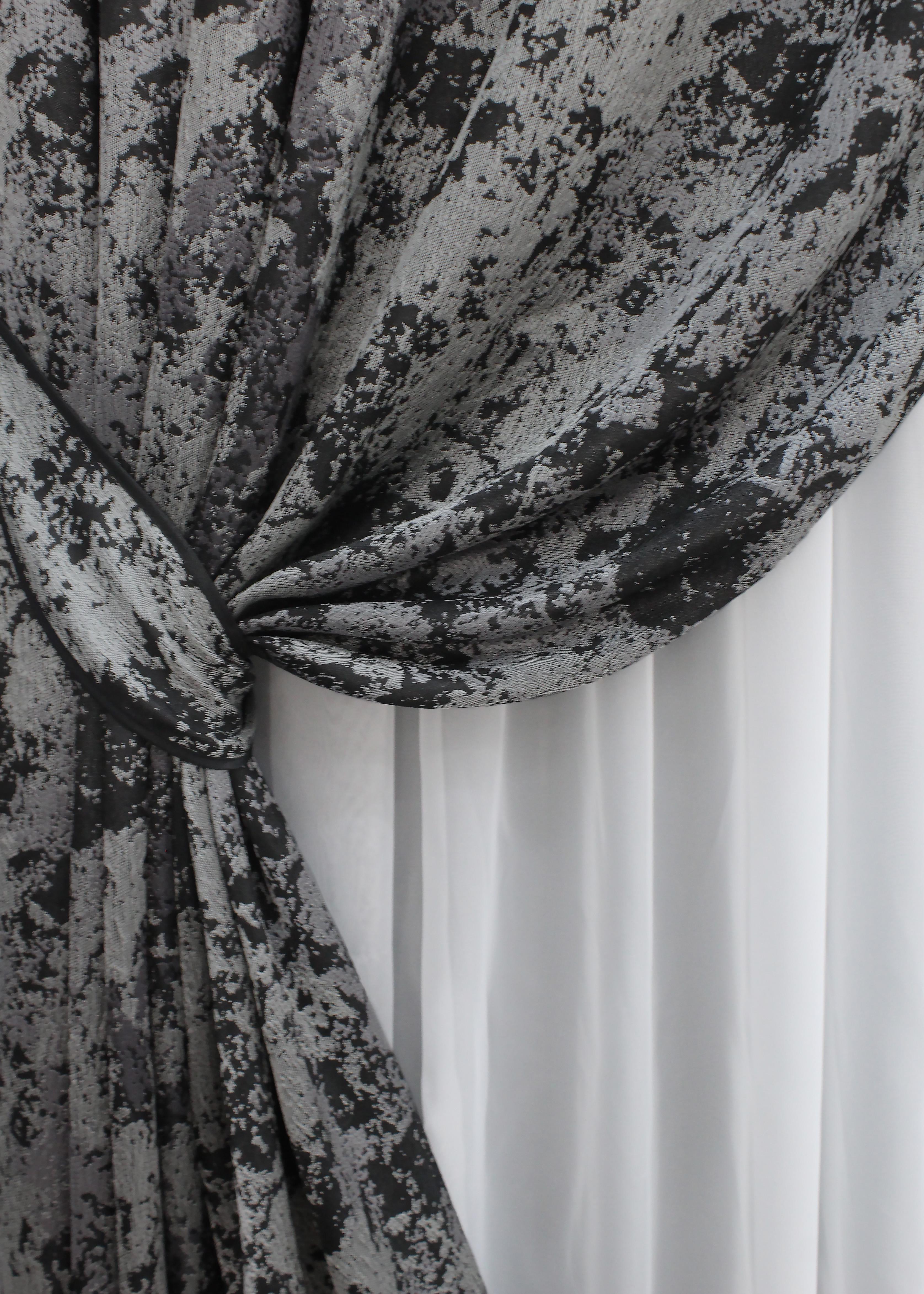 Комплект готовых штор VR-Textil Мрамор Al-7 № 1464ш 150х290 см 2 шт. Серый/Черный (33-0327) - фото 5 Комплект готовых штор VR-Textil Мрамор Al-7 № 1464ш 150х290 см 2 шт. Серый/Черный (33-0327) - фото 5