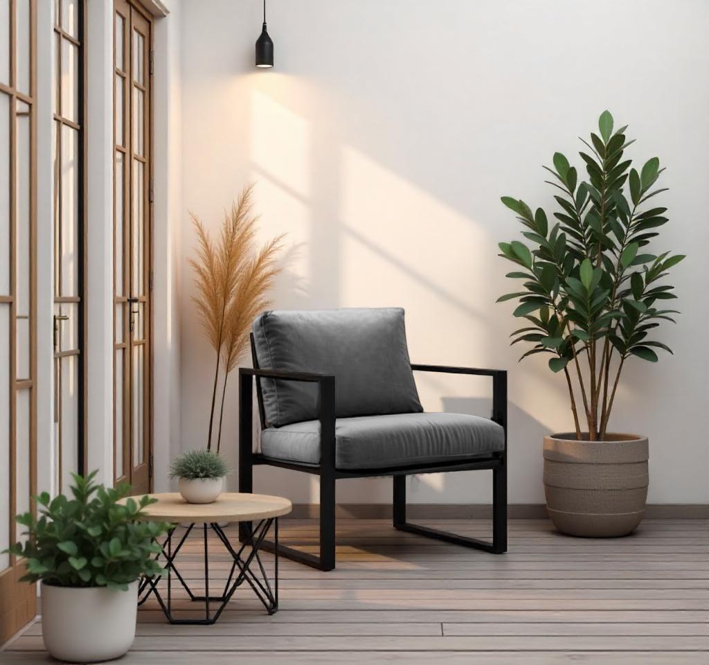 Крісло металеве Tobi Sho Лофт Стейт DV1 з підлокітниками та м'якими подушками 750х700х700 мм велюр 29/Світло-сірий