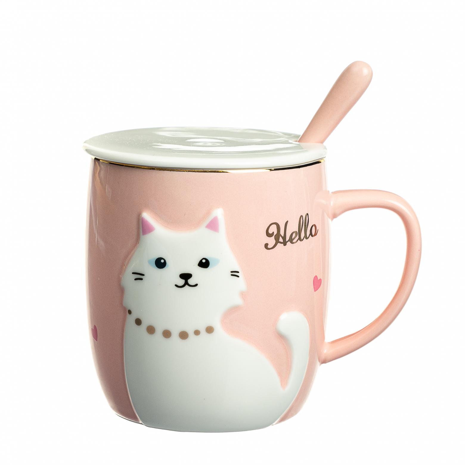 Чашка керамическая Elisey Мяу 400 мл Розовый (8515-007)
