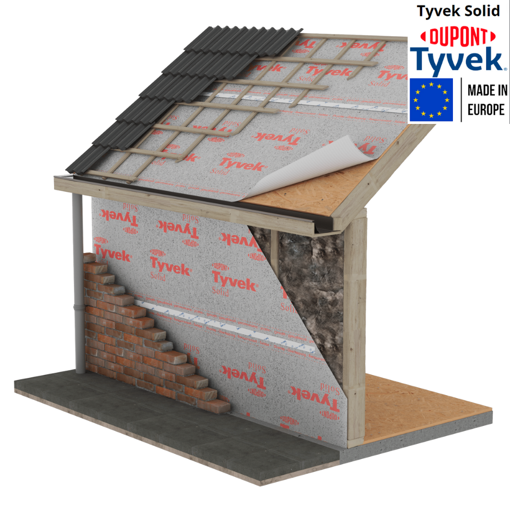 Мембрана супердиффузионная Tyvek Solid 1,5x50 м 75 м2 82 г/м2 (310014) - фото 6 Мембрана супердиффузионная Tyvek Solid 1,5x50 м 75 м2 82 г/м2 (310014) - фото 6