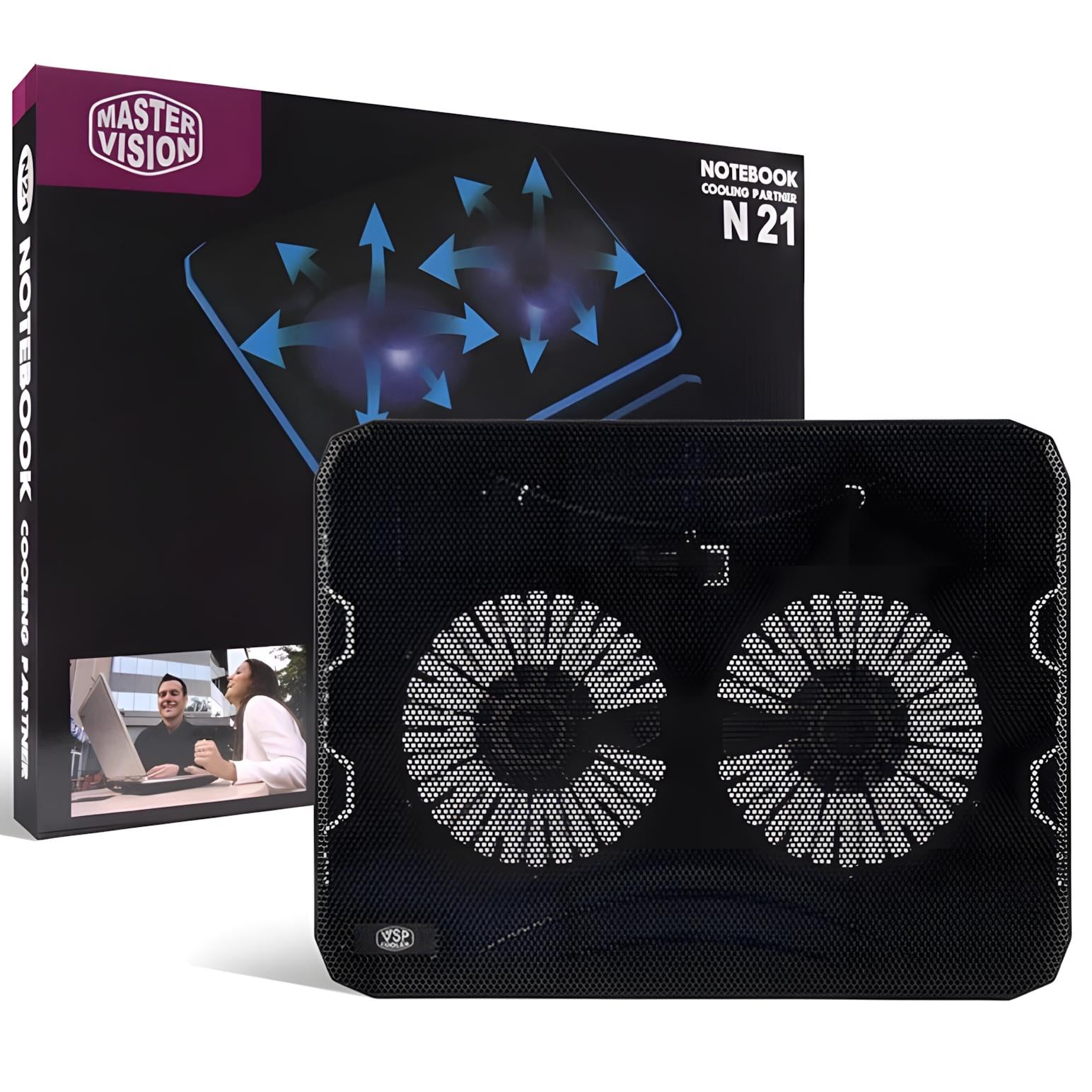 Охлаждающая подставка для ноутбука Master Vision N21 Black с 2 вентиляторами и LED подсветкой (2104619569)