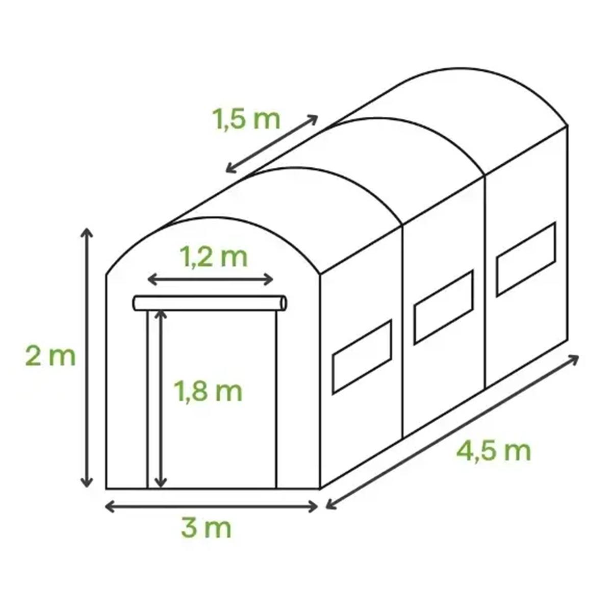 Теплица садовая Focus Garden 003323 двойная дверь 3х4,5х2 м Белый - фото 7