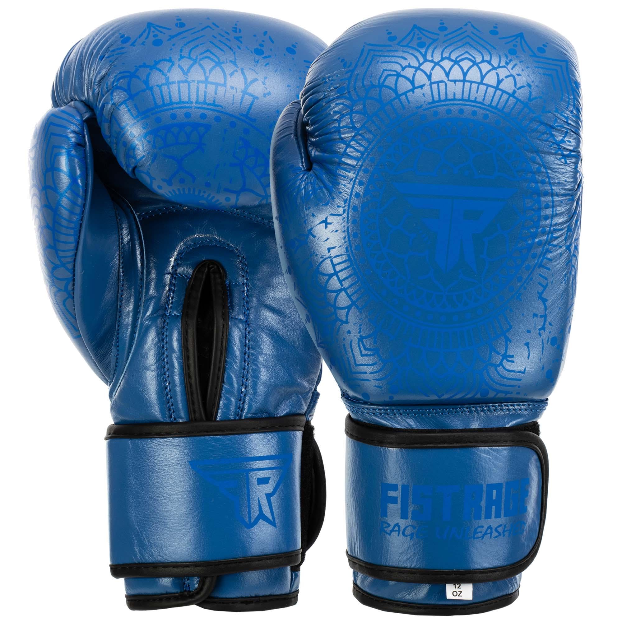 Перчатки боксерские FISTRAGE кожаные (VL-5543 Синий _14_ унции)