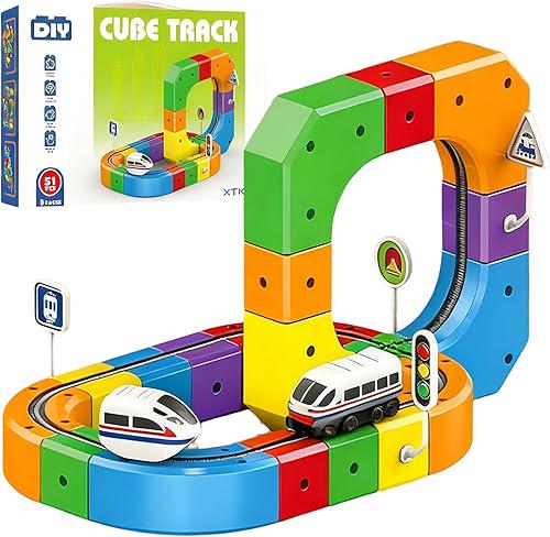Конструктор антигравитационный Cube Track DIY STEM Магический кубический трек 3D со скоростным поездом на аккумуляторе 51 дет. (NDUM51)