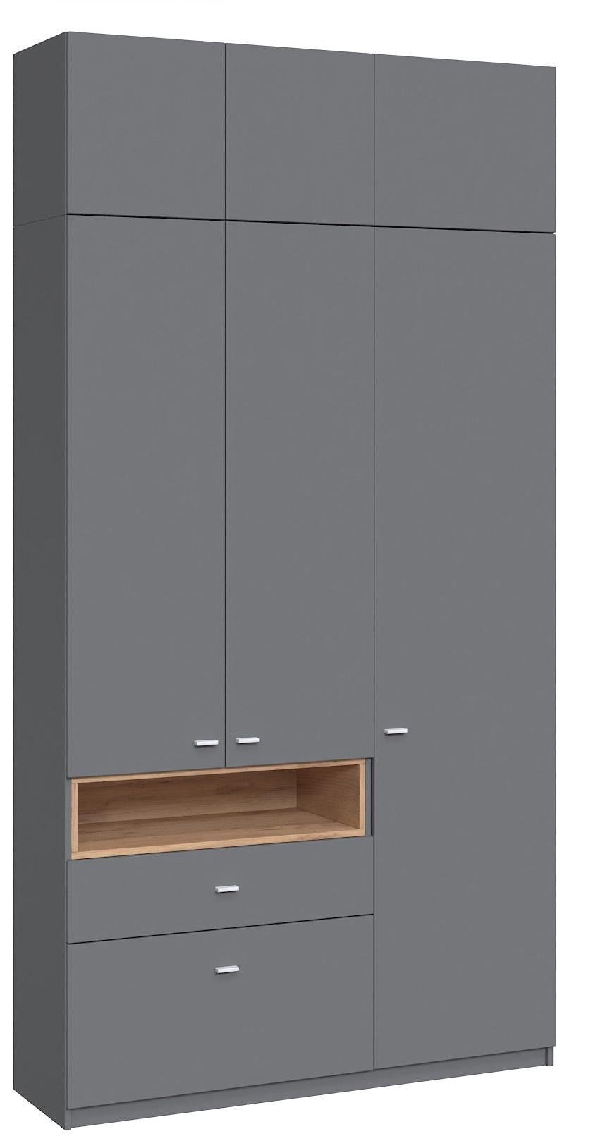Шкаф в прихожую Мастер Форм Тетрис правосторонний 1320х376х2400 мм Антрацитовый/Дуб крафт золотой (31947)