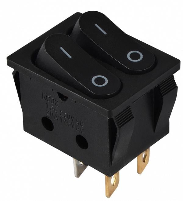 Переключатель АСКО-Укрем KCD2-5-210 B/B 2 клавиши 2NO без подсветки 29,4 мм Черный (A0140040116)