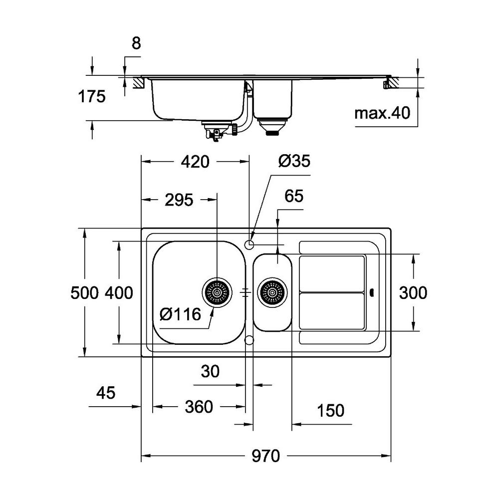 Кухонная мойка Grohe Sink K300 (31564SD0) - фото 2