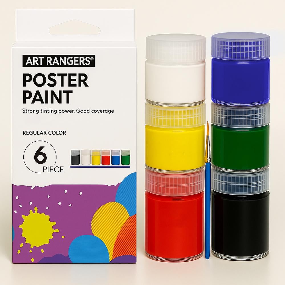 Гуашь художественная с кисточкой 15 мл 6 цветов (37-122594)