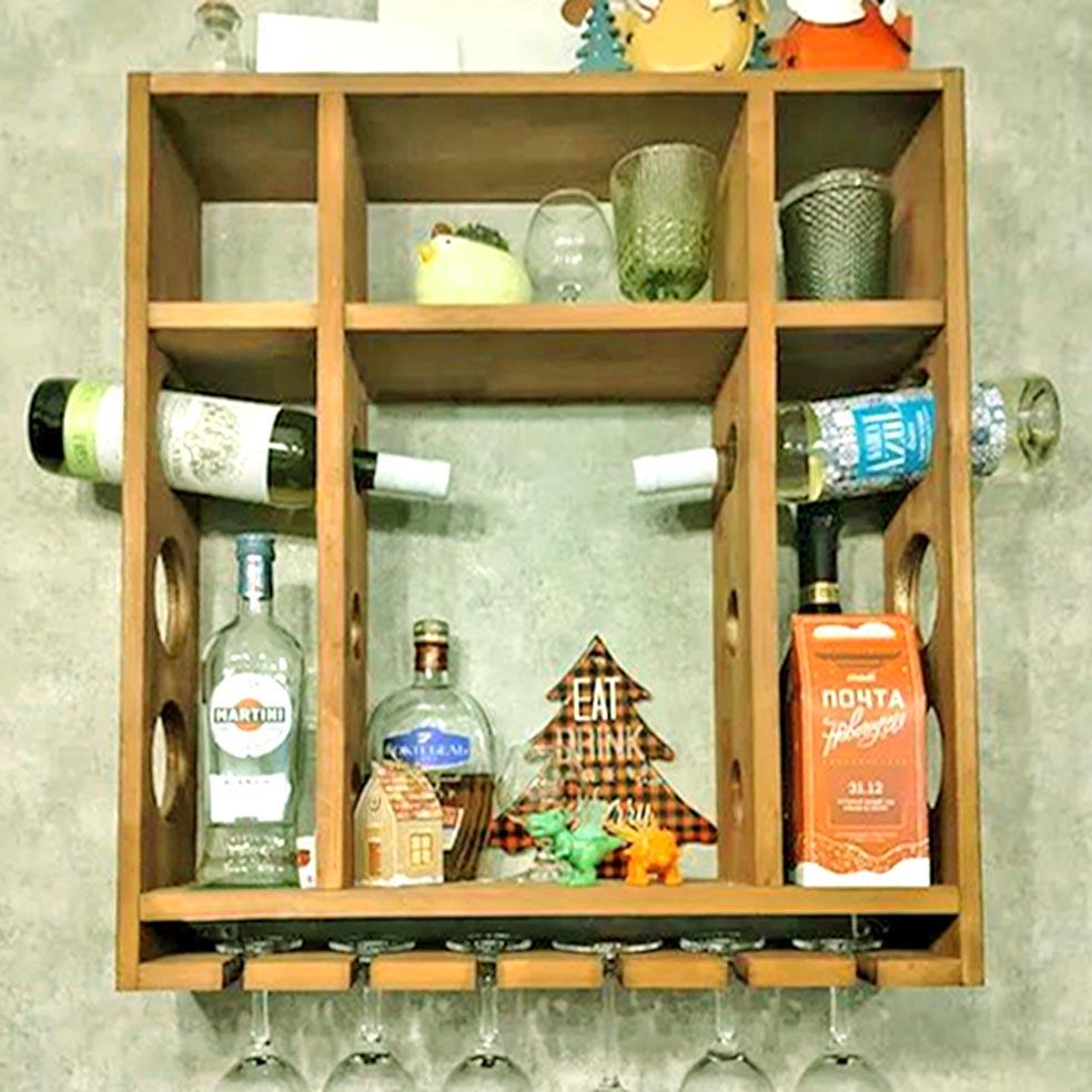 Полка для вина настенная из дерева Комаки Сиена (ПНК-008405)