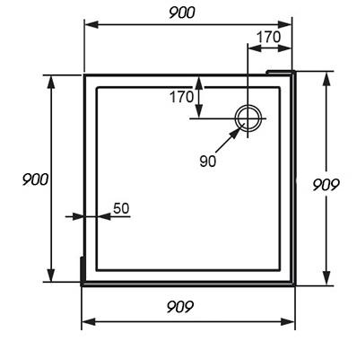 Поддон для душа HUPPE VERANO 235011055 X1 из искусственного камня квадратный 90x90x11 см (71145) - фото 2