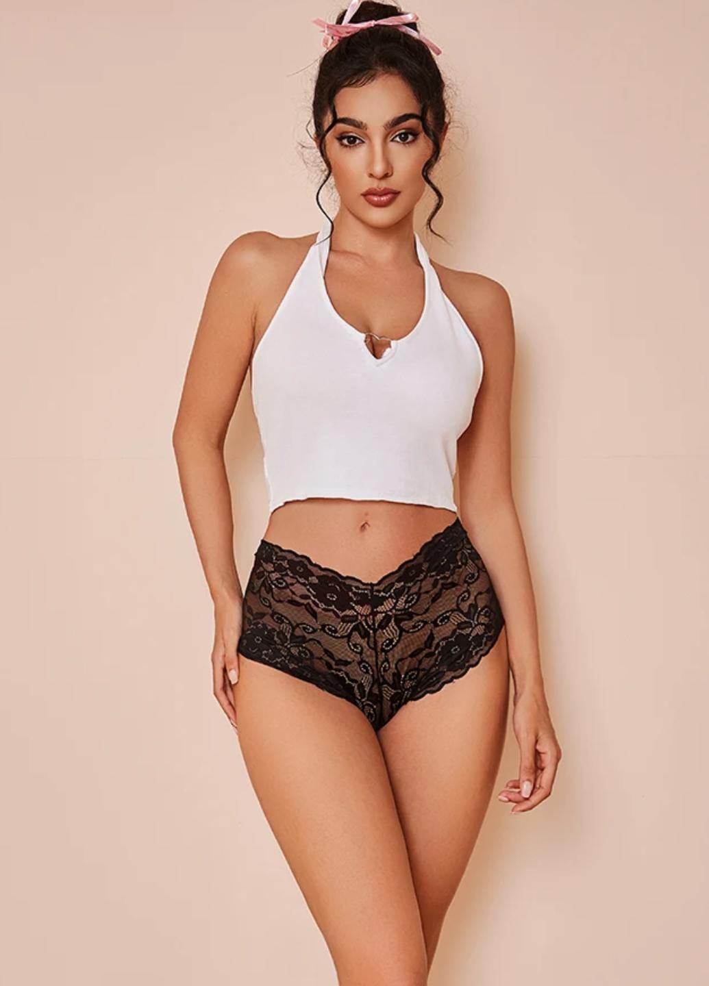 Трусики шортики женские кружевные Perfect Flowers XL Черный (1985-48-02) - фото 2