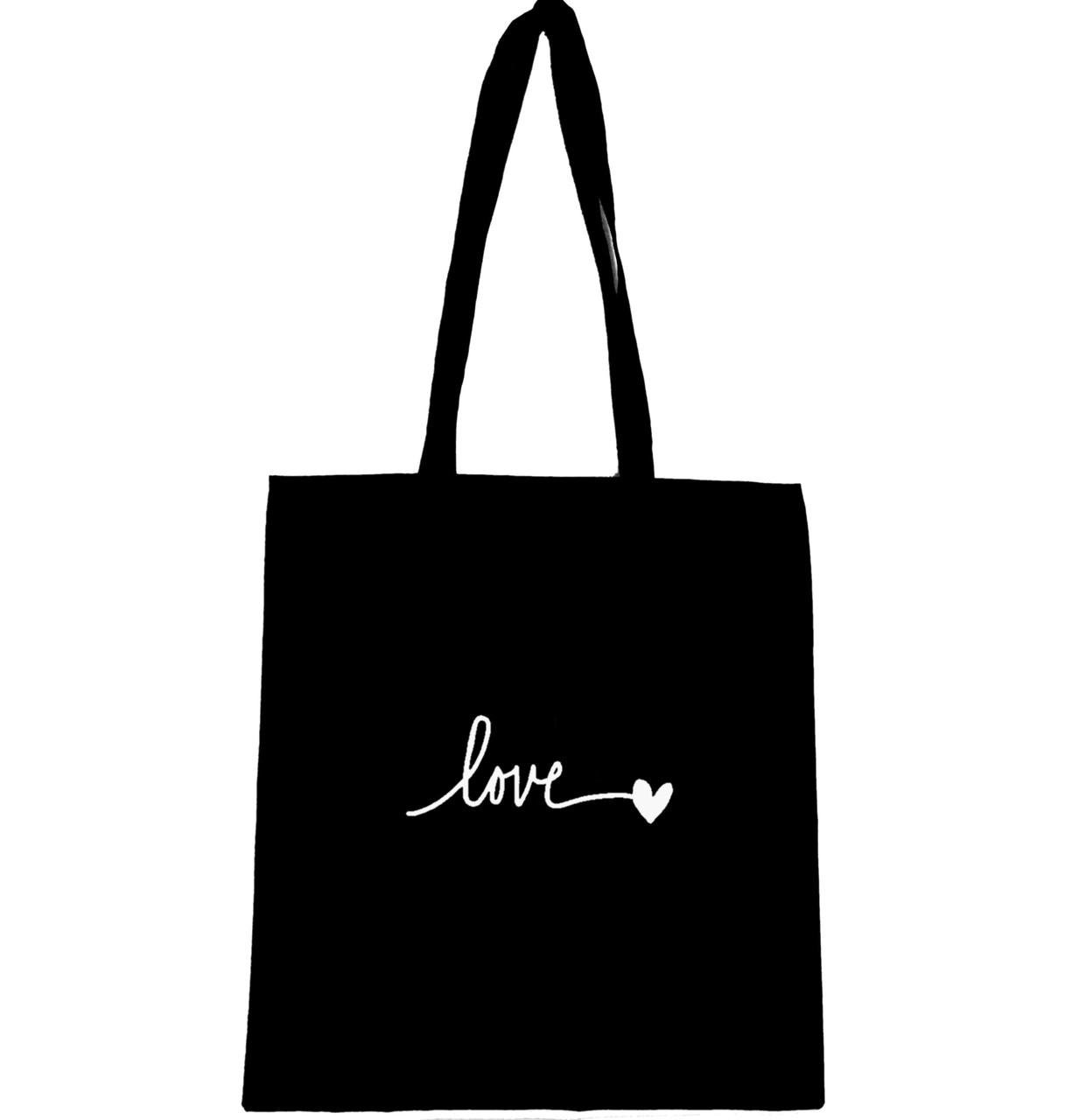 Еко-сумка з принтом Напис Love з сердечком (560)