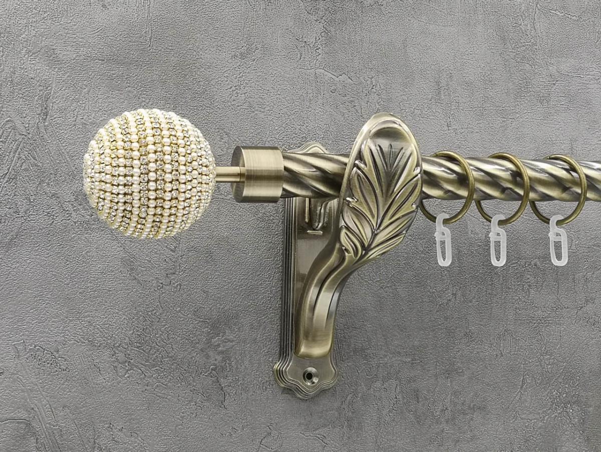 Карниз Quadrum Карера витая штанга одинарный ретро 25 мм 320 см Антик (262043191)