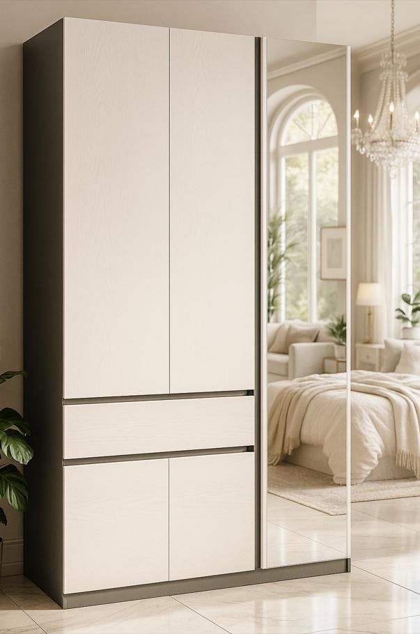 Шкаф Мастер Форм Брайт с зеркалом 1221х520х2000 мм Антрацитовый/Белый (20492)