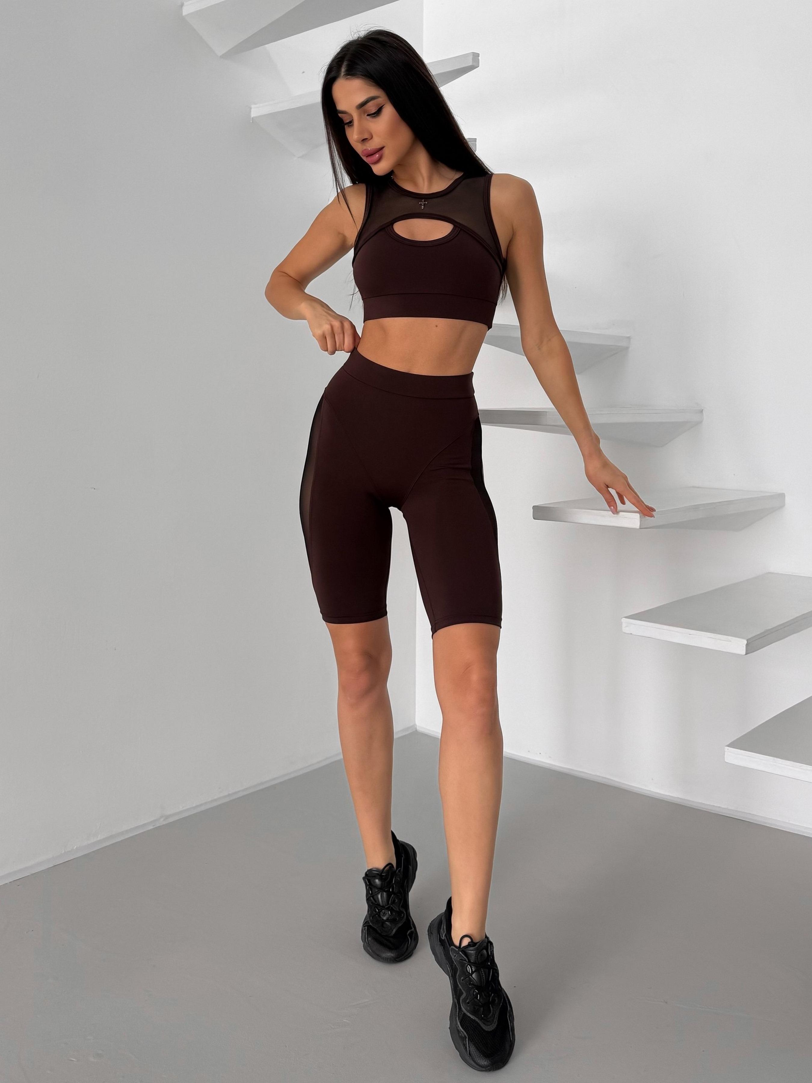 Комплект женский спортивный Nova Vega велосипедки/топ M Шоколадный (50993520-30302)