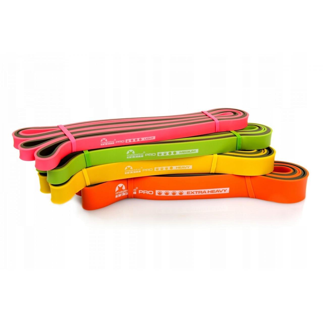 Резиновые петли для тренировок Majestic Sport Pro Power Band BiColor M-PB-4019 4 шт. 7-40 кг