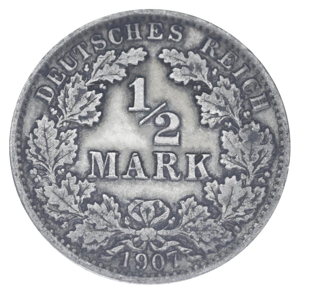 Коллекционная монета Германия 1/2 марки 1907 Серебро F-VF