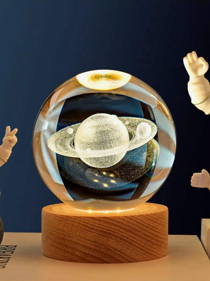 Ночник Шар 3D планета Сатурн USB на подставке (21535084)