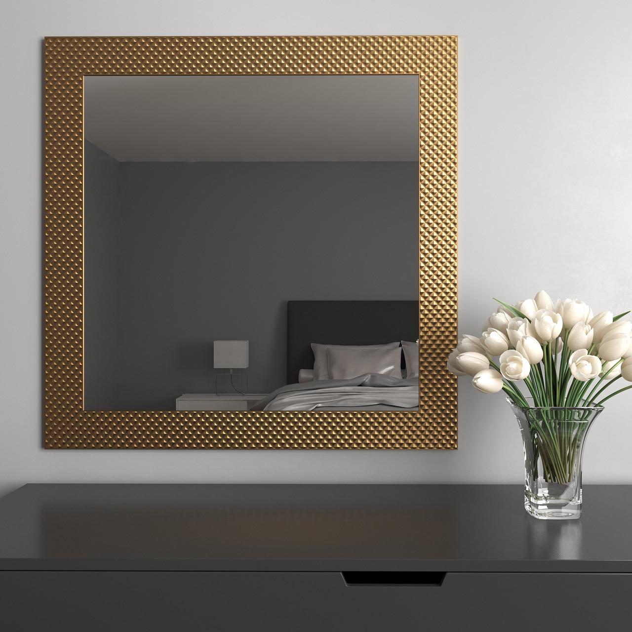 Зеркало настенное Black Mirror в золотистой раме 76x76 (8518В-273)