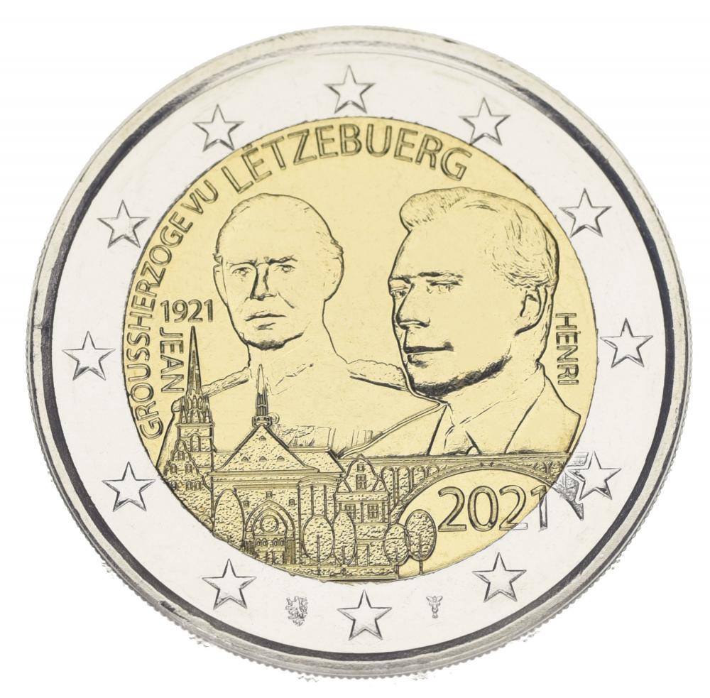 Коллекционная монета Люксембург 2 евро 2021 Биметалл UNC 100 лет со дня рождения Великого Герцога Жана (М16014)