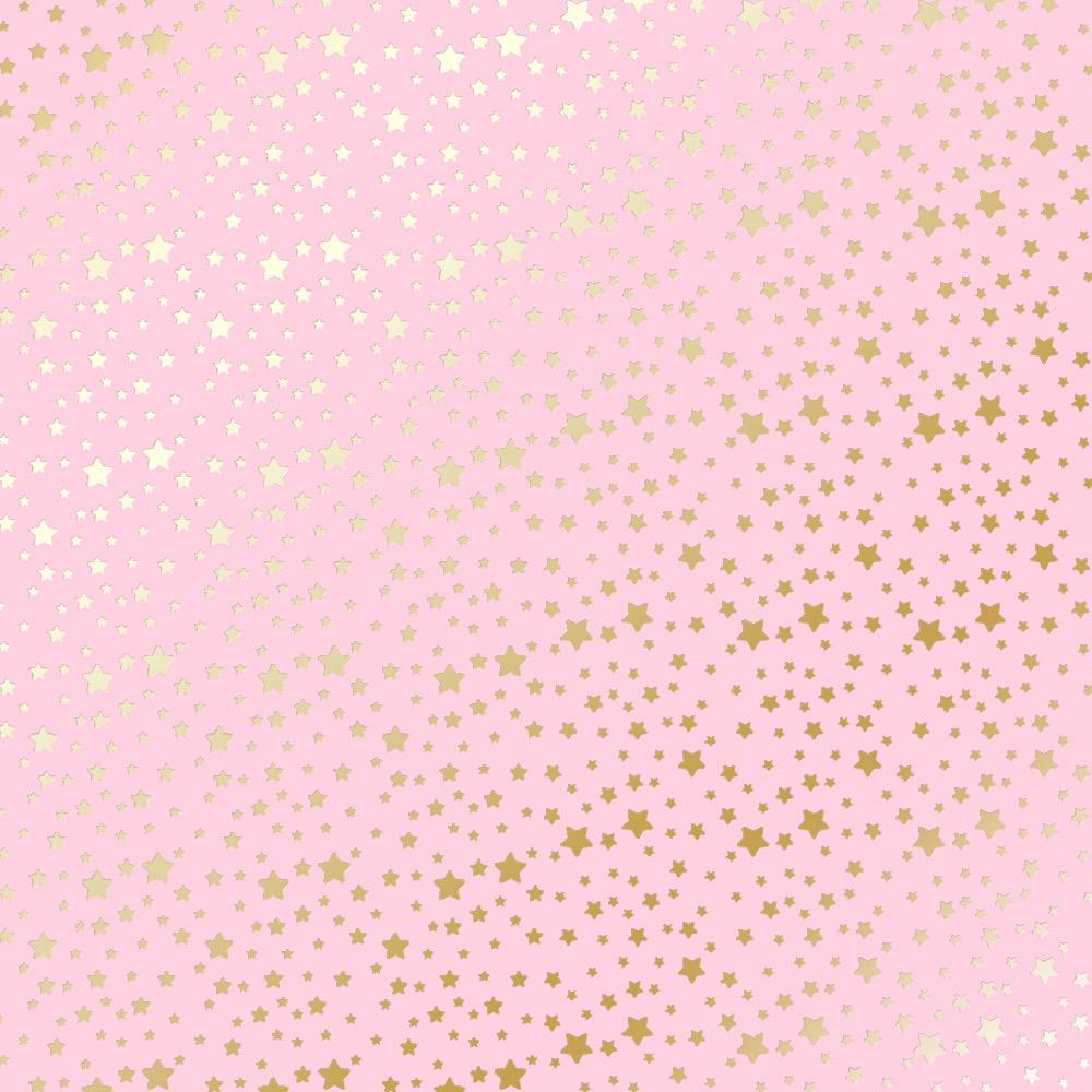 Лист бумаги односторонний Golden stars с фольгированием 30,5х30,5 см Pink