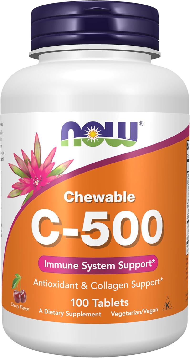 Витамин С NOW Foods Vitamin C-500 Chewable Вишня 100 жевательных таблеток