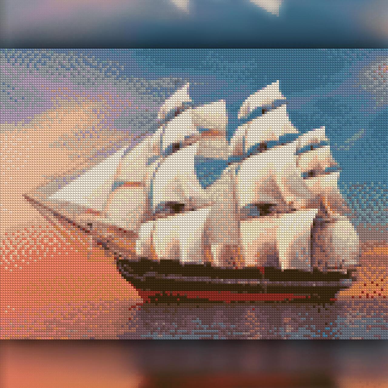 Алмазна мозаїка на підрамнику The Wortex Diamonds Величезний корабель 40x50 см (TWD30047L+P)