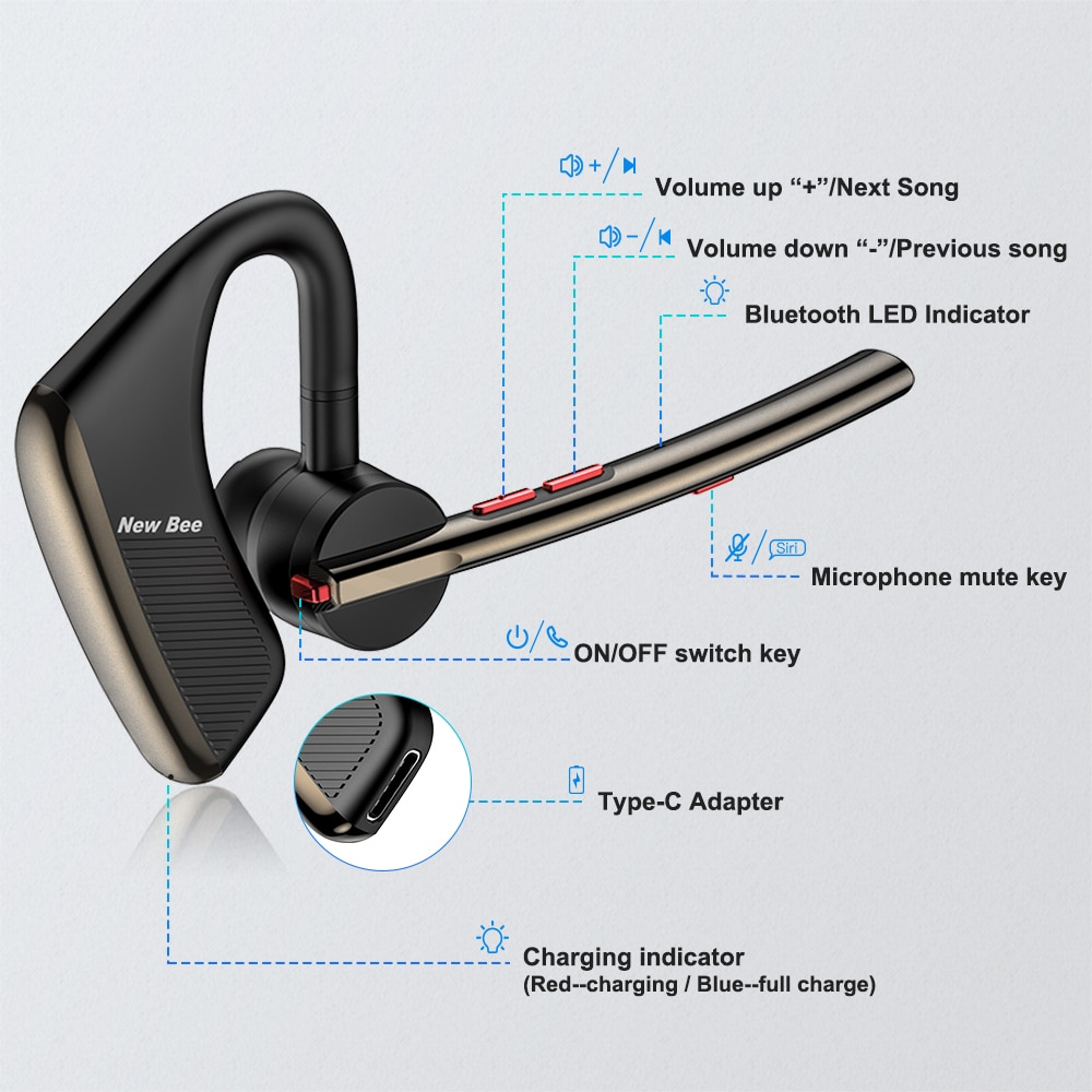 Гарнитура Bluetooth New Bee M50 чорний - фото 5