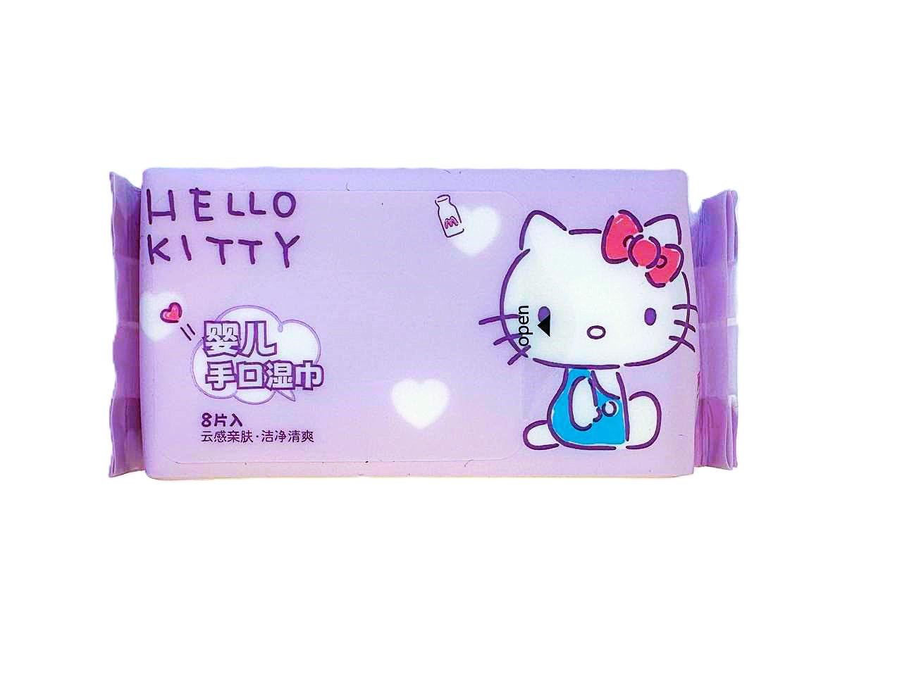 Салфетки влажные мини Sanrio Series Хелло Китти Cotton без спирта и запаха 8 шт. (0602)