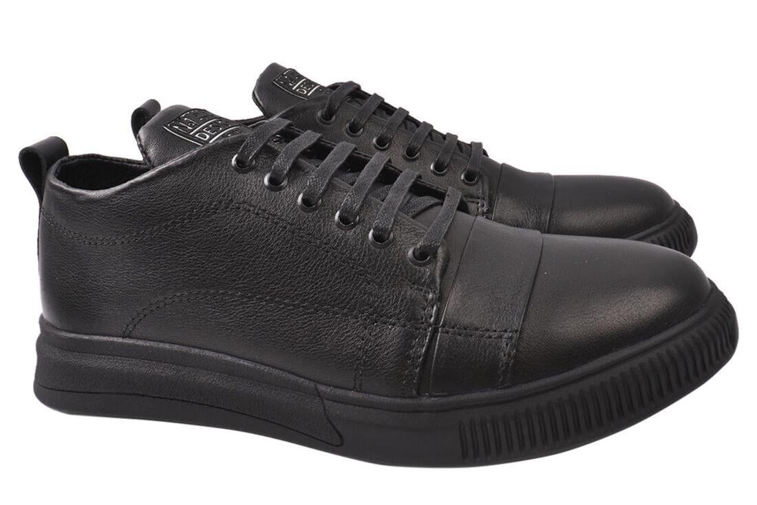 Кеды мужские Visazh из кожи на низком ходу на шнуровке р. 40 Черный (195-21DTC)