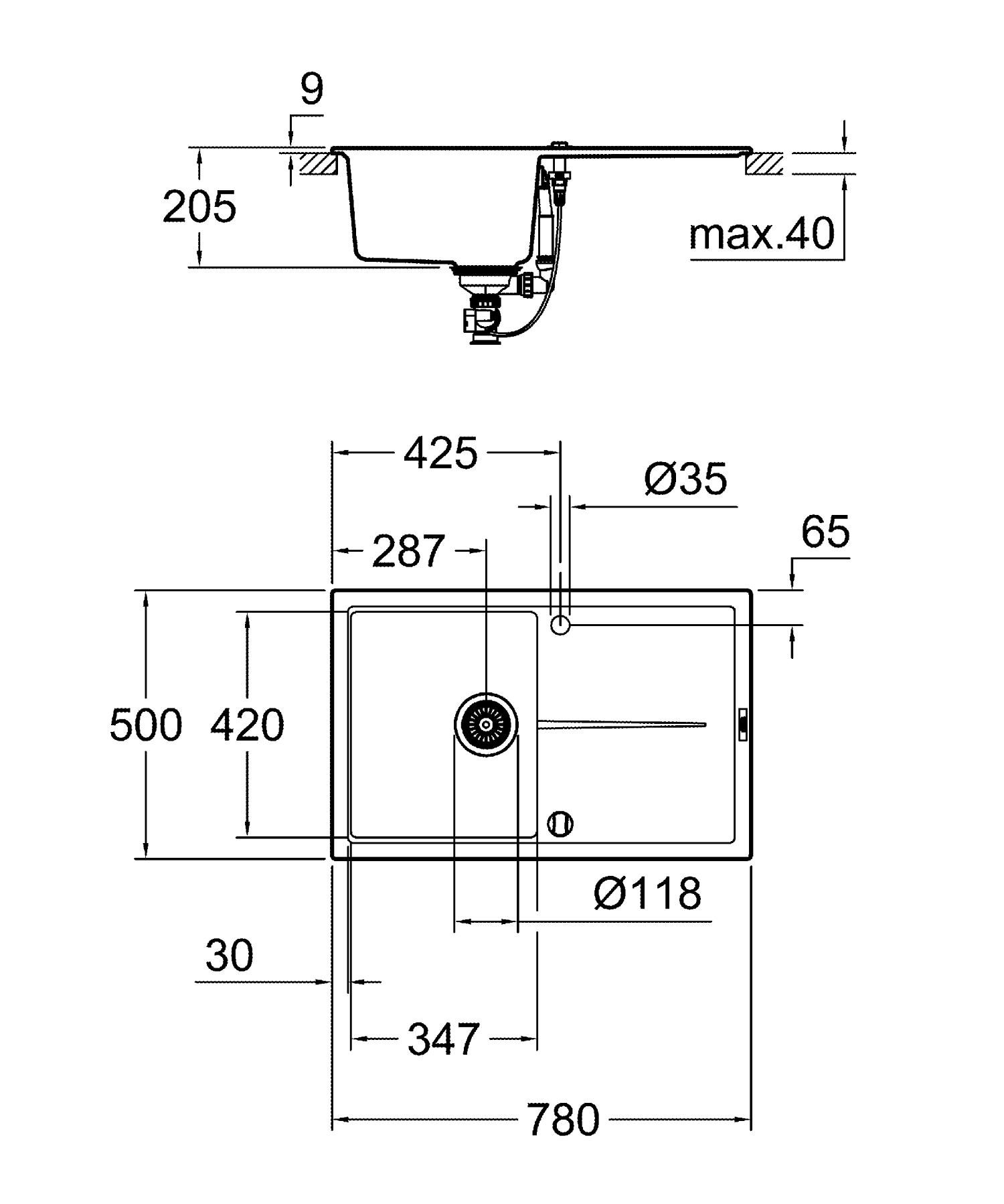 Мийка композитна для кухні Grohe K400 (31639AP0) - фото 2