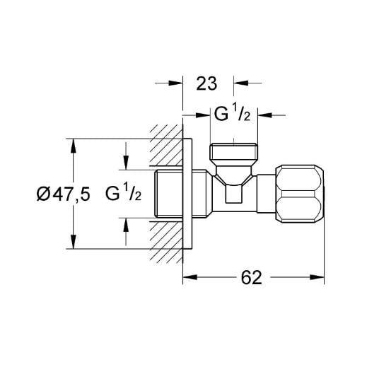 Кран кутовий вентильний Grohe 2201600М приладовий 1/2"х1/2" Хром - фото 2