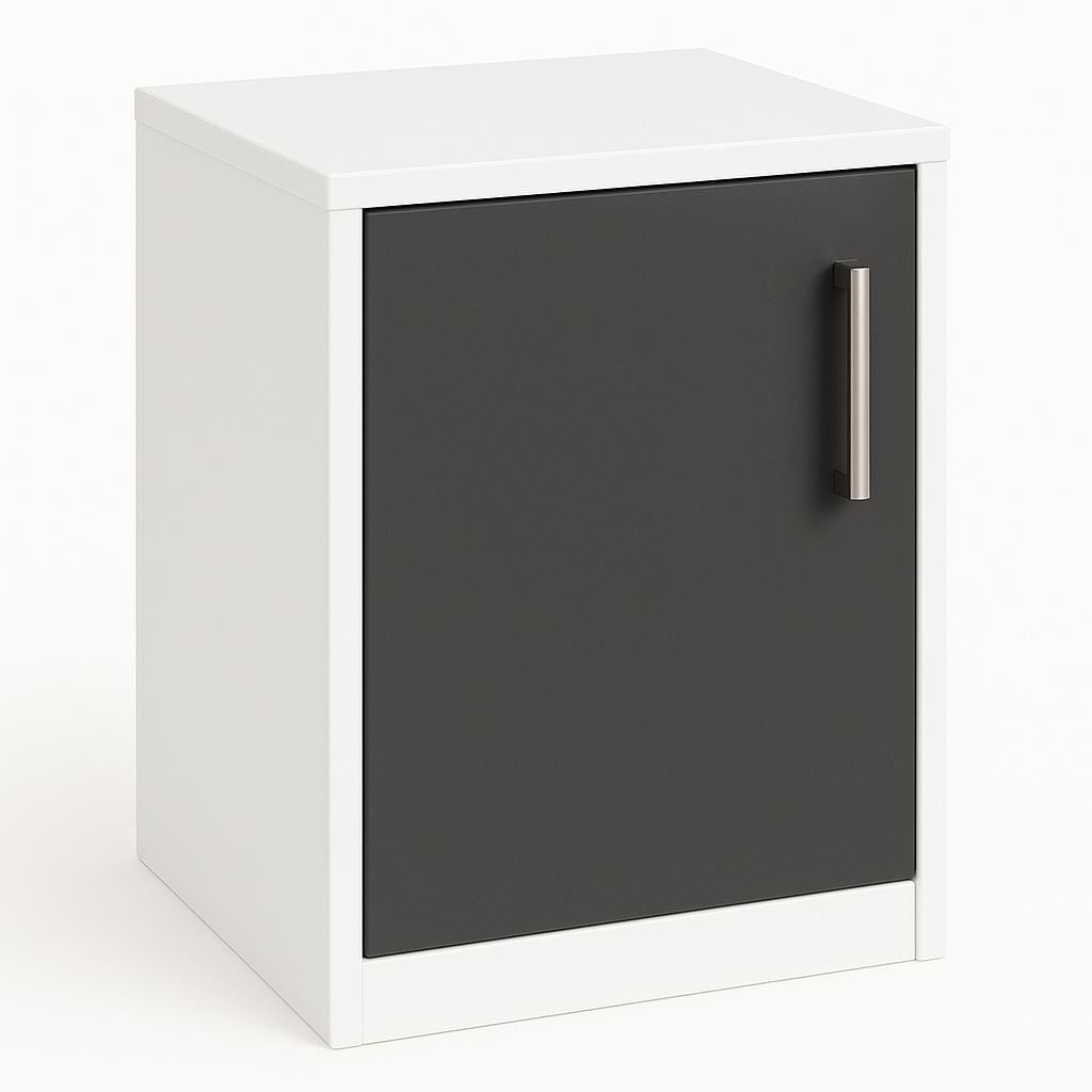 Приліжкова тумба №3 ДСП із закритим відділенням 500х400х350 мм Білий/Антрацит Приліжкова тумба №3 ДСП із закритим відділенням 500х400х350 мм Білий/Антрацит