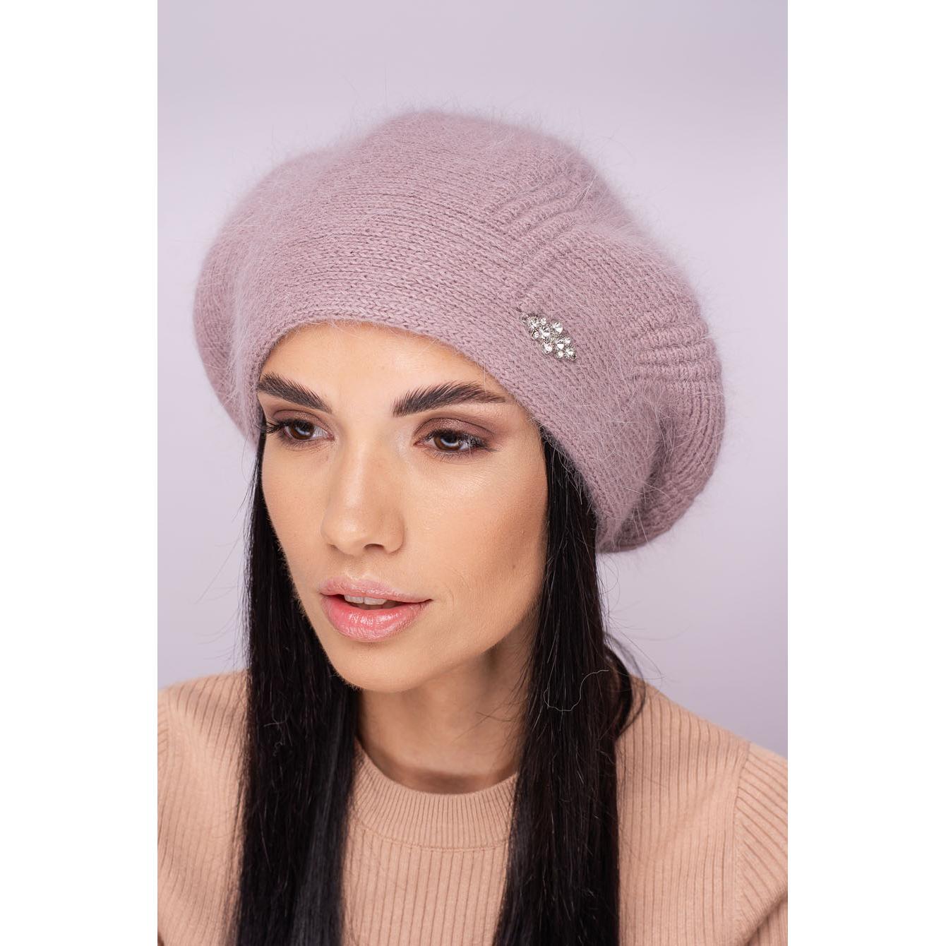 Берет женский ангоровый Leks Диво one size Темно-пудровый