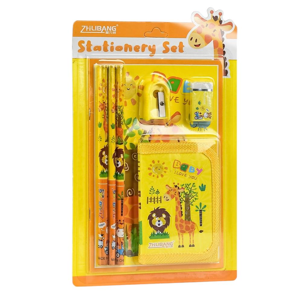 Канцелярские принадлежности для школьников Stenson R97860 3 карандаша пенал точилка ластик Желтый (0558d9e6)