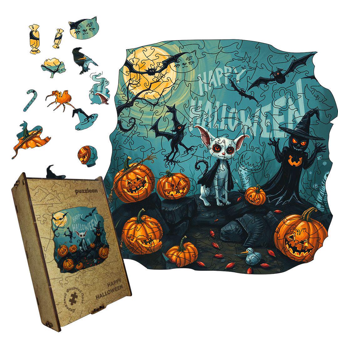 Пазл дерев'яний Happy Halloween у картонній коробці А2 300+ ел. (puzzlean-996-KART-А2)