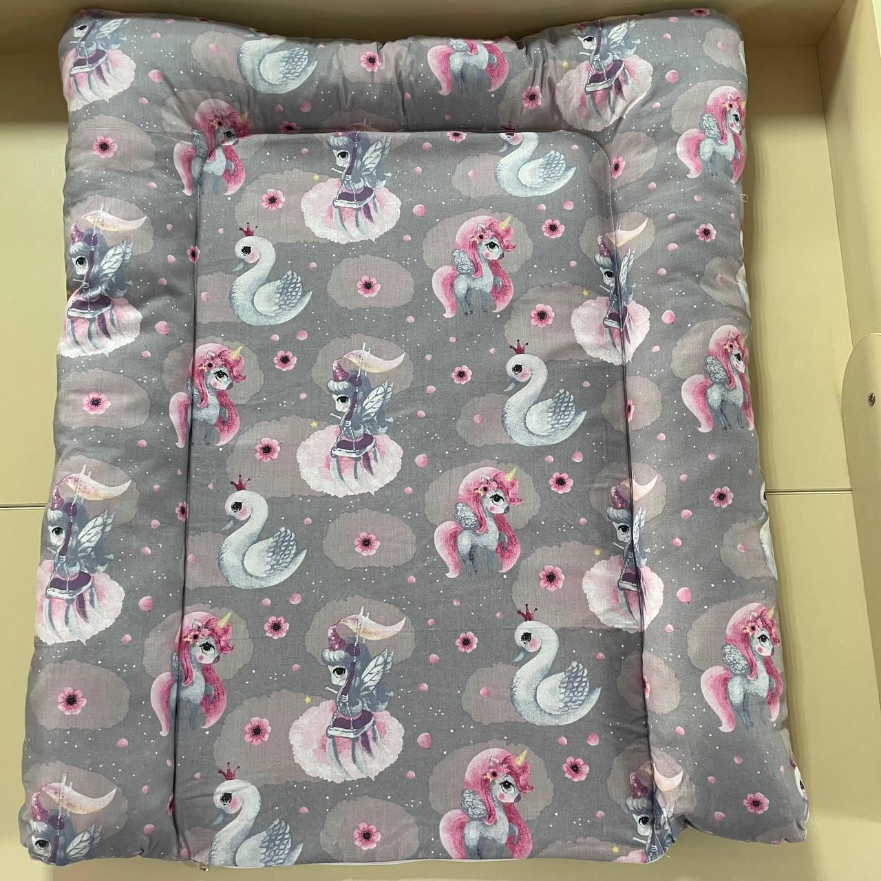 Матрас для пеленания BST с бортами синтепон съемный универсальный 70х55 см Серо-Розовый (1875669098)