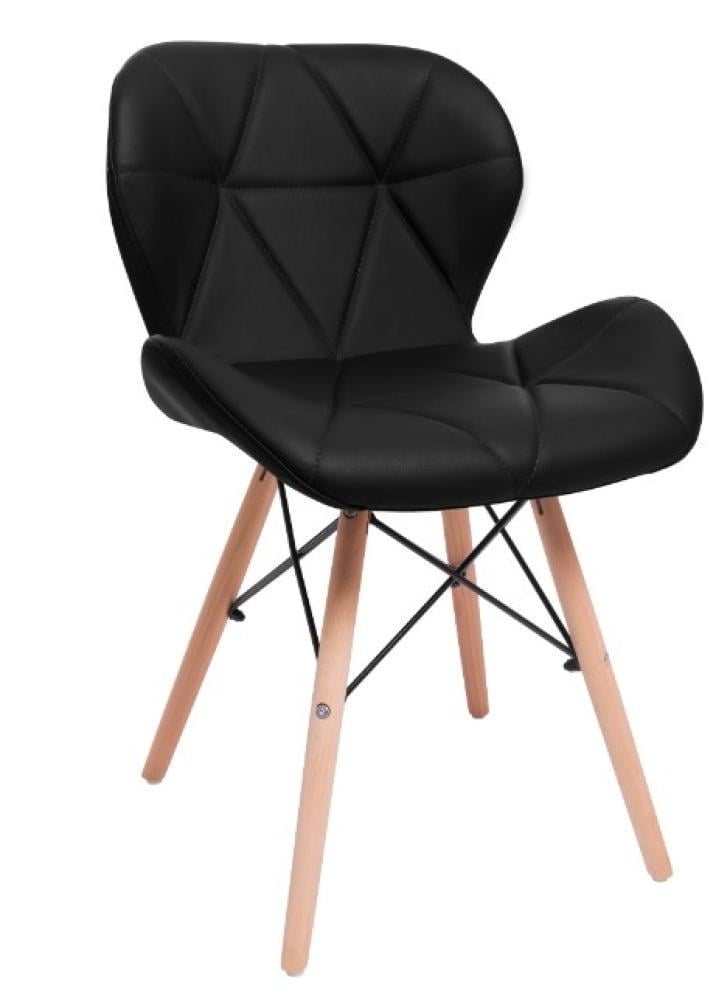 Кресло кухонное Bonro B-531 с мягким сиденьем из экокожи на деревянных ножках из бука Черный (132-76-47001248)