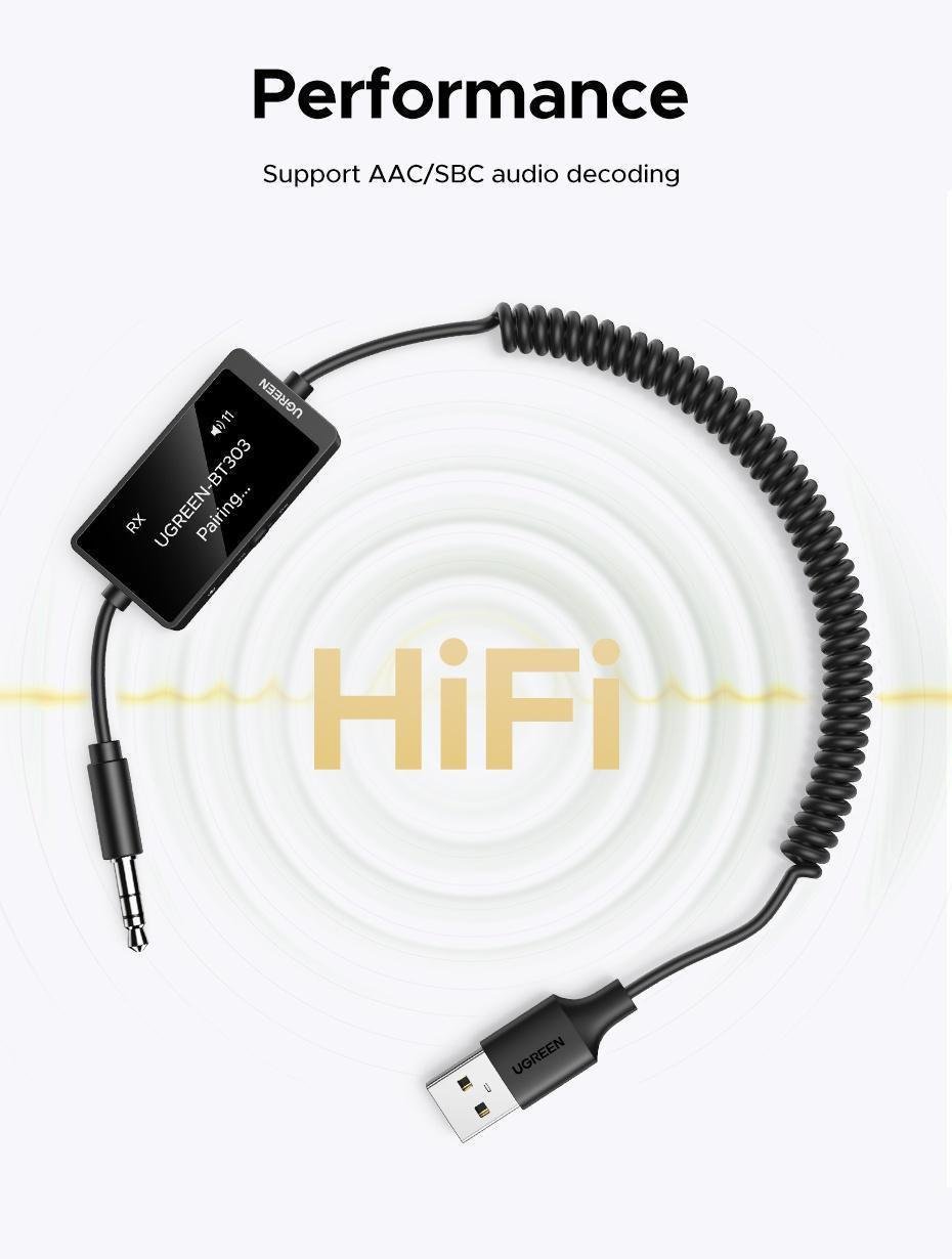 Адаптер аудіо Ugreen Bluetooth 5.4 3.5 мм 0.5-1.5 м (45236) - фото 11