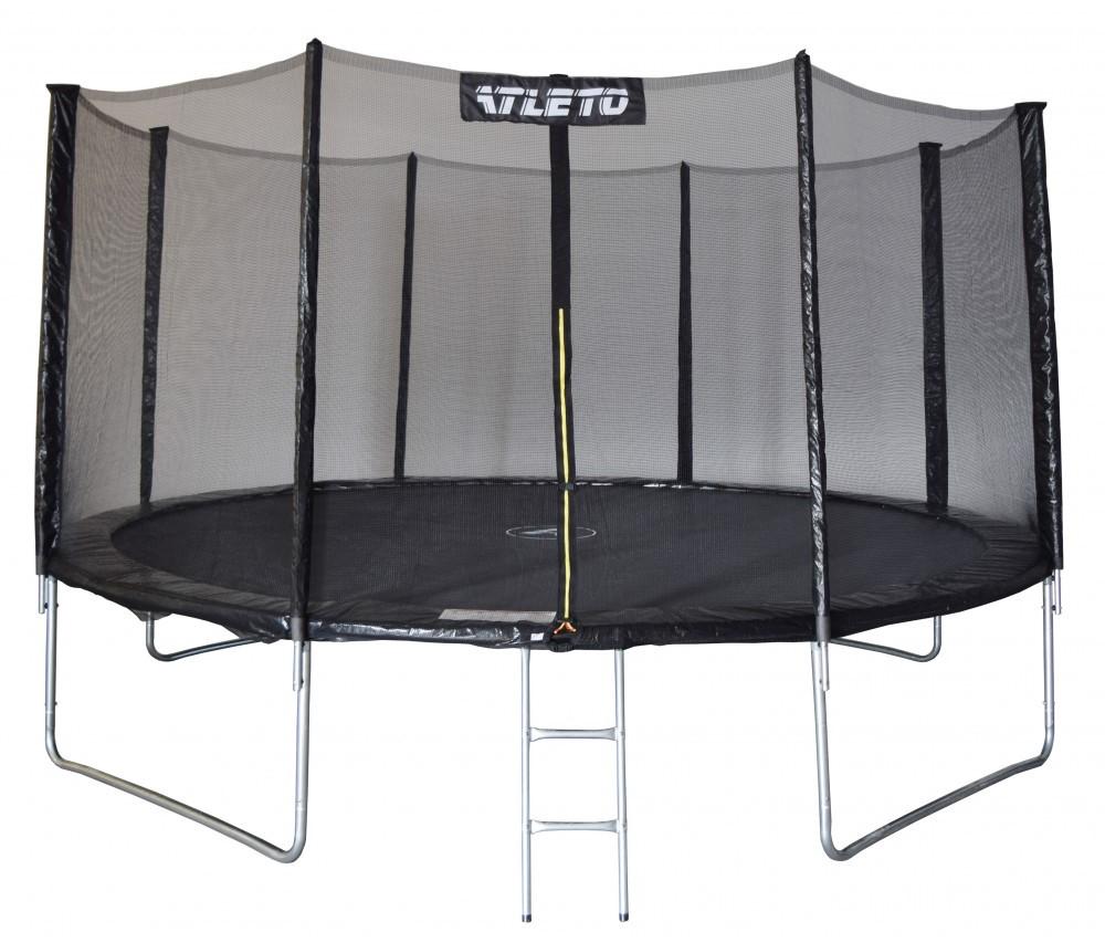 Батут детский Atleto с сеткой/лестницей 435 см Черный (5102)