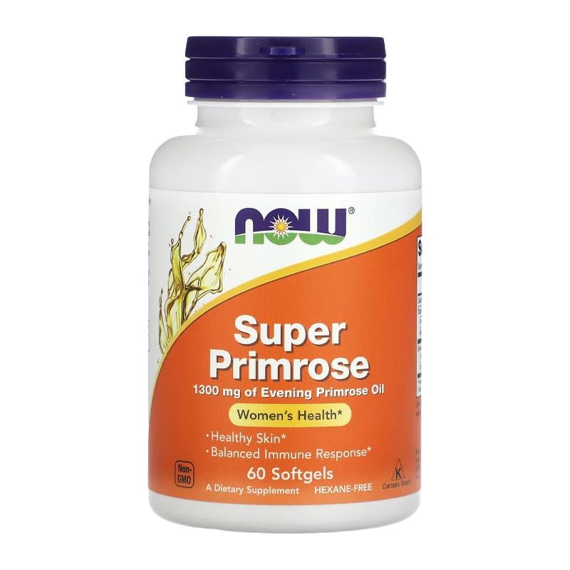 Олія примули вечірньої NOW Super Primrose 1300 мг of Evening Primrose Oil 60 капс. (19409-01)