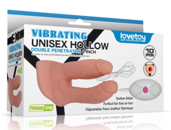 Страпон для подвійного проникнення Vibrating Unisex Hollow Double Penetration 6& (6452LV3006)