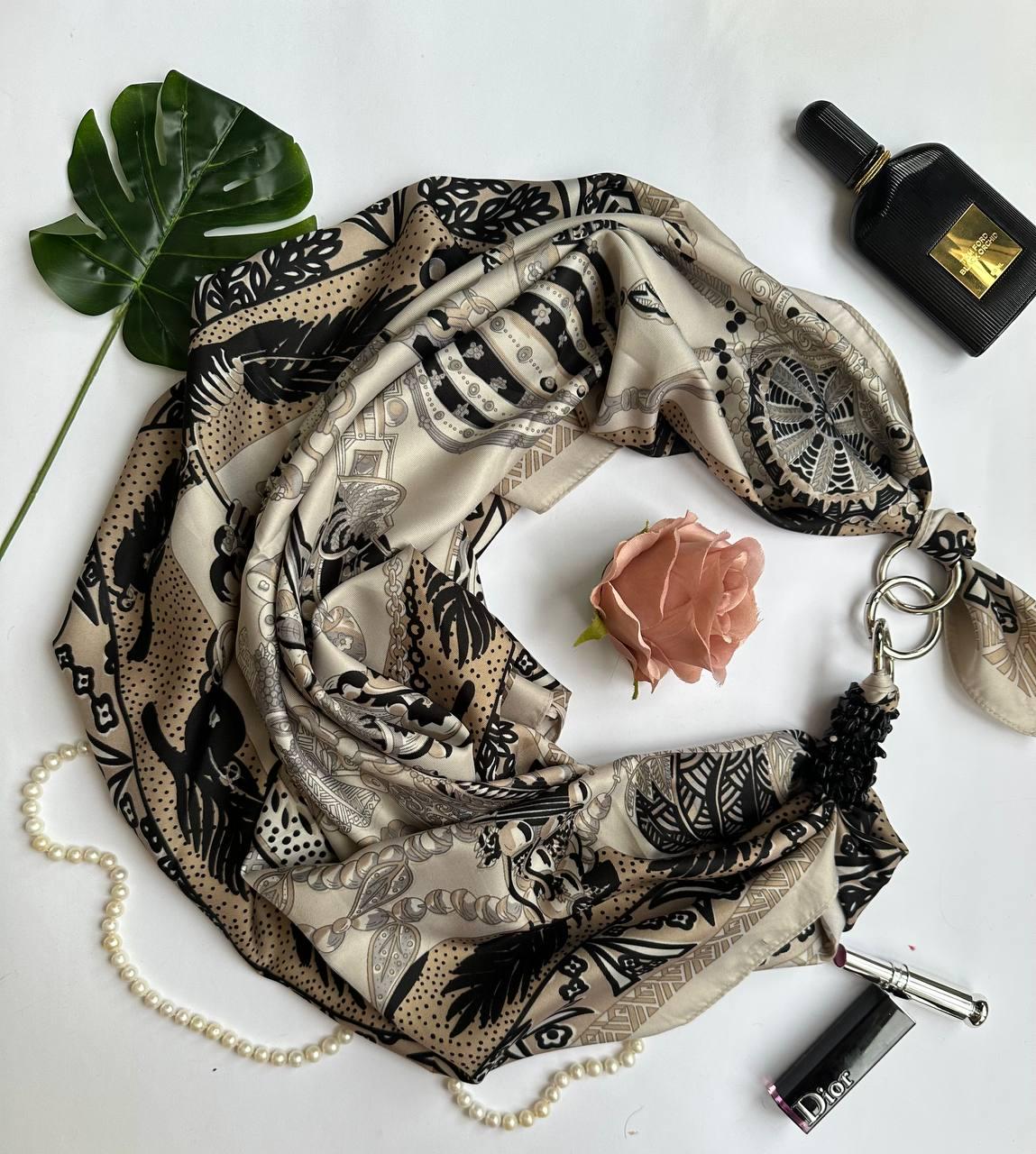 Платок My Scarf "Осенняя сказка" украшенный агатом 90х90 см (11439102)