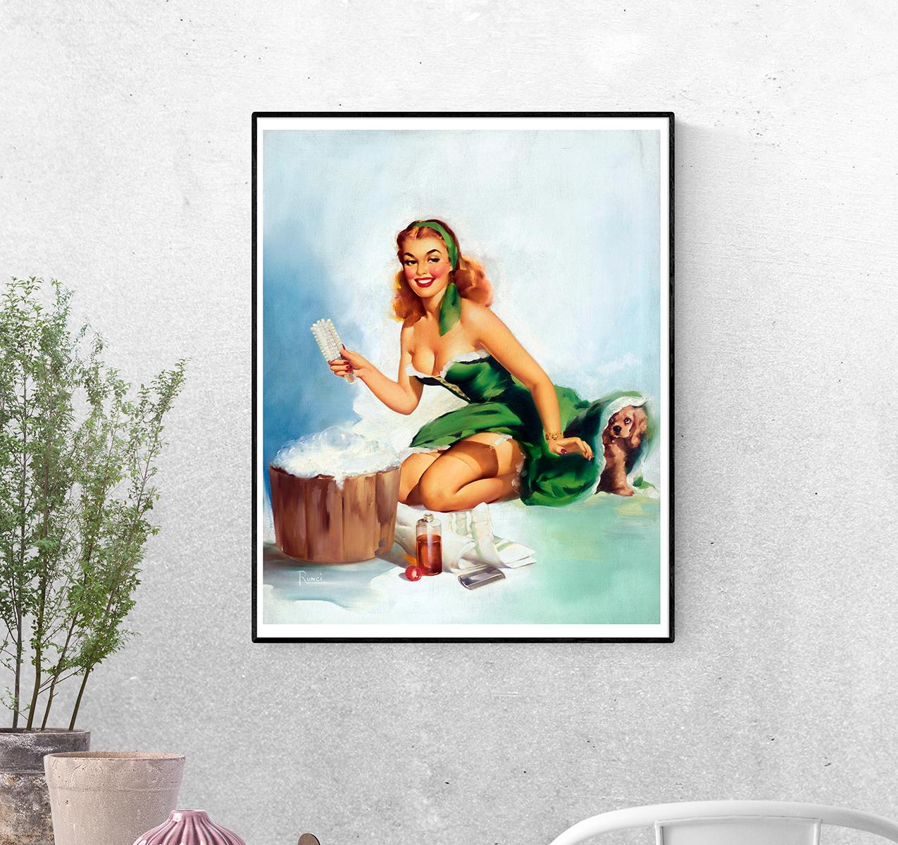 Постер Девушка купает собаку Эдварда Рунчи формат А-0 (pin_up010225_Poster)
