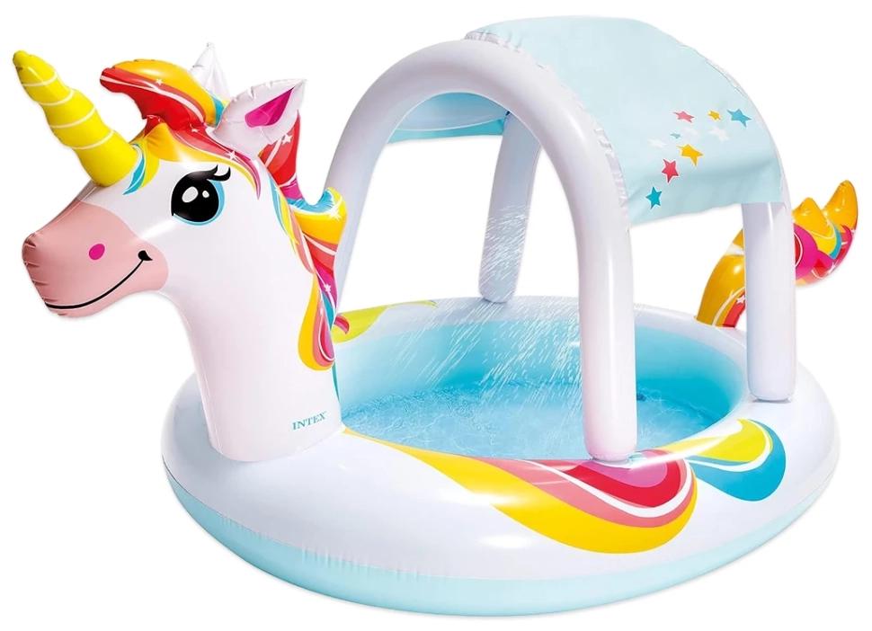 Бассейн надувной Intex детский с крышей единогор 254х132 см (58435) Бассейн надувной Intex детский с крышей единогор 254х132 см (58435)