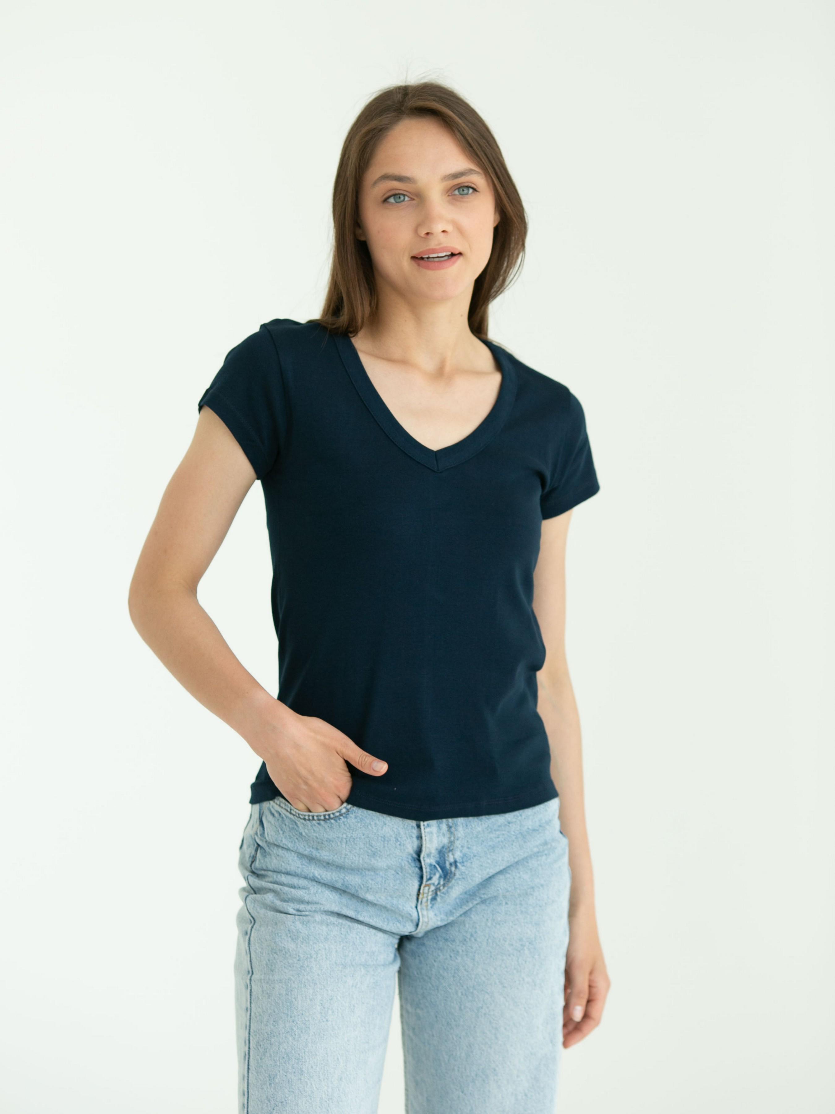 Футболка женская Наталюкс L Темно-синий (2123699402441)