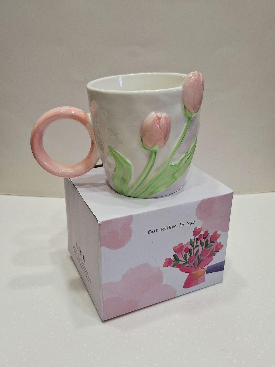 Кружка керамическая Галант тюльпан 470 мл Розовый (2048)