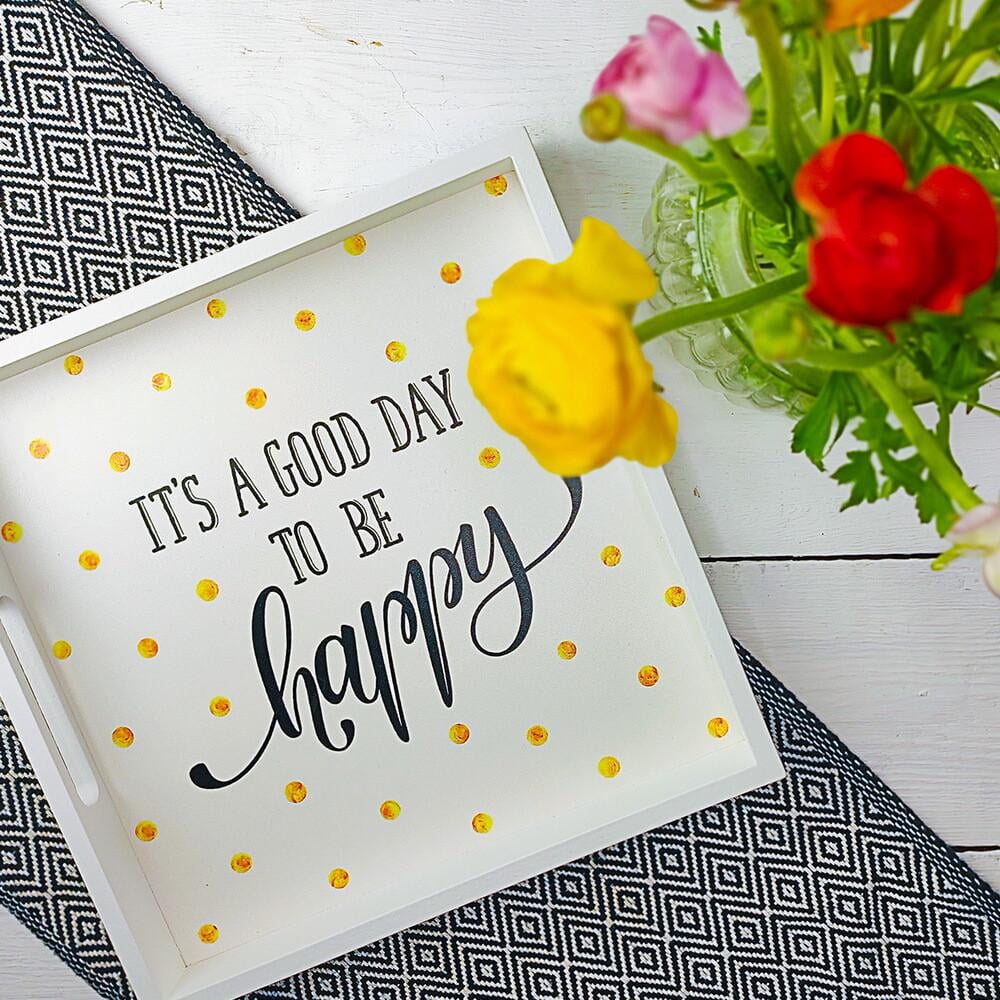 Таця дерев’яна з принтом It`s a good day to be happy